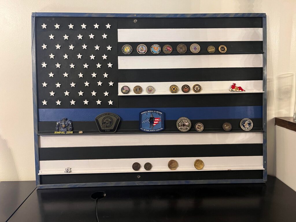 A flag with buttons on it is shown.